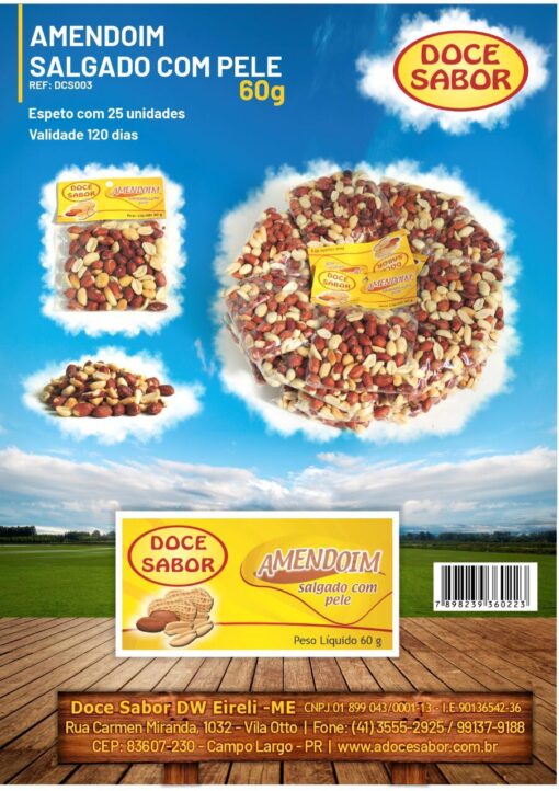 Amendoim Salgado Com Pele 60g