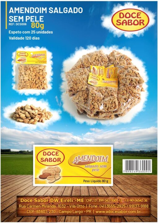 Amendoim Salgado Sem Pele 80g